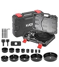 KATA Hole Saw Set 20PCS Hole Saw Kit with 3/4"-6"(19-152mm) 13PCS Saw Blades, 2 Mandrels, 3 Drill Bits, 1 Installation Plate, 1 Hex Key, Ideal for Soft Wood, Plywood, Drywall, PVC
