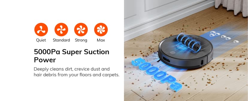 ILIFE T20s Self-Emptying Robot Vacuum and Mop Combo, 5000Pa Suction, 70-Day Capacity, LiDAR Navigation, 260mins Runtime, App/Alexa Control, Robotic Vacuum Cleaner for Hard Floors, Carpets and Pet Hair