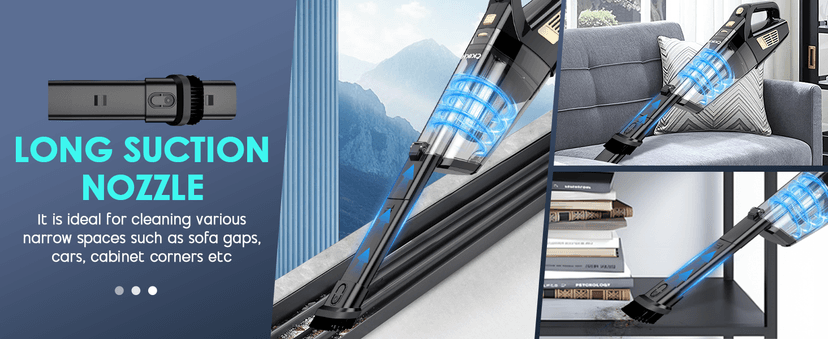 Handheld Vacuum Cordless, 15000PA Strong Suction Hand Held Car Vacuum Cleaner Portable with Multi-Nozzles & Washable Filter, Lightweight Dust Busters Rechargeable for Home, Car, Office, Pets