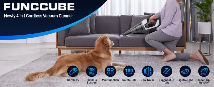 Cordless Vacuum Cleaner - Vacuum Cleaners for Home, Lightweight High Power Stick Vac for Pet Hair Carpet Hardwood Floor, Handheld Portable Wireless Rechargeable Battery Household Car Vac