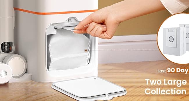 JONR VC08 Pro Cordless Vacuum Cleaner with Auto-Empty Station Powerful Suction, 2.5L Large Dust Bag, 3 in 1 Clean Staion, Rechargeable, Stick Vacuum for Pet Hair, Carpets & Hardfloor