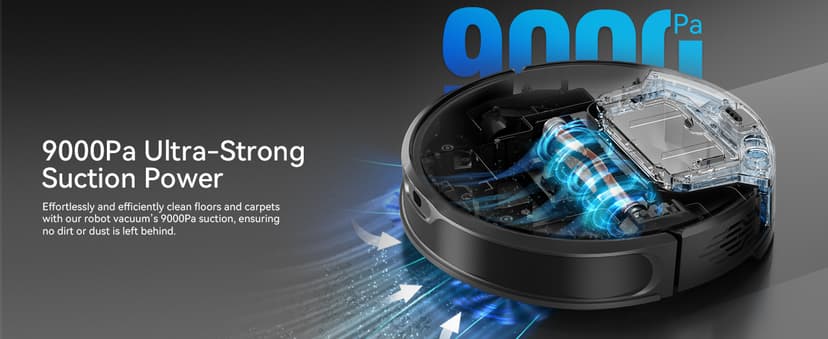 Robot Vacuum and Mop Combo, LiDAR Navigation with Ultra Slim Design, Smart Mapping Robotic Vacuum Cleaner, 9000Pa Suction, Customizable Cleaning for Pet Hair, Carpets, and Hard Floors