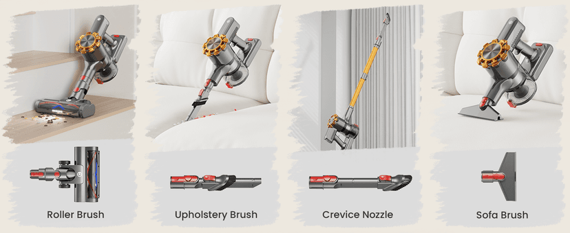 Cordless Vacuum Cleaner, 500W/45Kpa Vacuum Cleaners for Home with LED Display, 8 in 1 Lightweight Stick Vacuum with 50Min Runtime, Anti-tangle, Wall Mount Charging for HardFloor/Carpet/Pet Hair