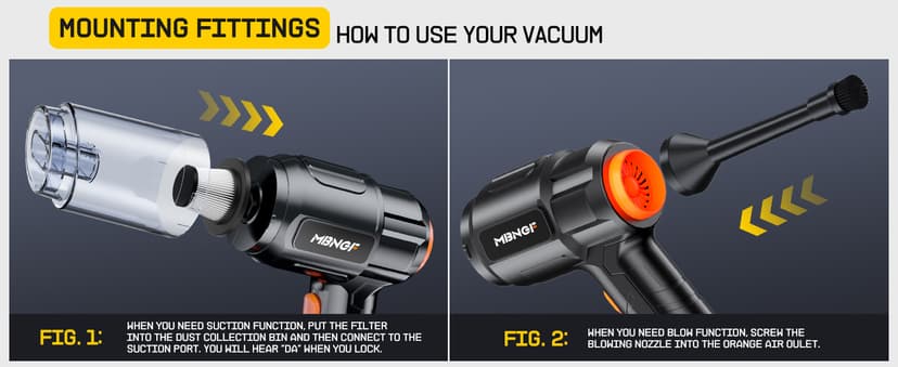 Car Vacuum Portable Cordless, 35000PA High Power Suction & Blower, Wireless Handheld Vacuum Cleaner for Car, Home, Office, Pet(Coal Black)