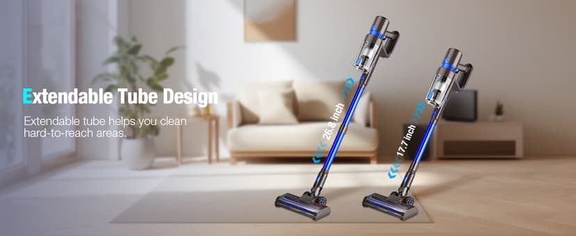 Cordless Vacuum Cleaner, 550W 45KPA 45Min Vacuum Cleaners for Home, Self-Standing Stick Vacuum with Touch Screen, 3 Power Modes, Rechargeable Battery, Handheld Vacuum for Pet Hair/Carpet/Floor