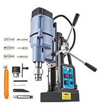 ZELCAN Mag Drill Press with 6 Drill Bits, 1550W Portable Magnetic Press with 2" Boring Diameter, 0-580 rpm Stepless Speed & Reversible Direction, 2922 lbf Power Magnetic