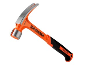 Jorgensen 20 oz Straight Claw Hammer with Magnetic Nail Holder, Rip Claw Hammer with Milled Face & Shock Absorbing Grip, Heavy Duty One-piece Forged Hammer