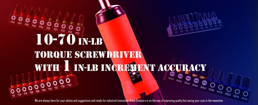 KNINE OUTDOORS Torque Screwdriver Wrench Driver Set 10-70 Inch Pounds lbs for Maintenance with T-bar Handle, 40 Hex Bits, 1/4" Socket, Shaft Extension, For Tools, Bike Repairing and Mounting (Orange)