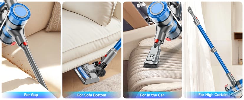 Cordless Vacuum Cleaner for Home, Powerful Stick Vacuum Cleaner with Rechargeable Battery, 6 in 1 Lightweight Handheld Vacuum, 45 Mins Runtime Cordless Vacuum for Hardfloor & Carpets Pet Hair,Blue