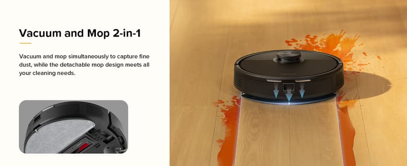 roborock Q7 M5 Robot Vacuum and Mop Combo, 10,000Pa HyperForce Suction, Robotic Vacuum Cleaner, Dual Anti-Tangle System, APP-Controlled Mopping, LiDAR Navigation, for Pet Hair and Carpet, Black