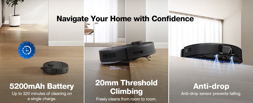 ECOVACS DEEBOT N30 Omni Robot Vacuum and Mop, 10000Pa Suction, TruEdge Adaptive Edge Mopping, ZeroTangle 2.0 Technology, Hot Air-Drying, Self-Emptying, Auto-Lift Mopping, Obstacle Avoidance