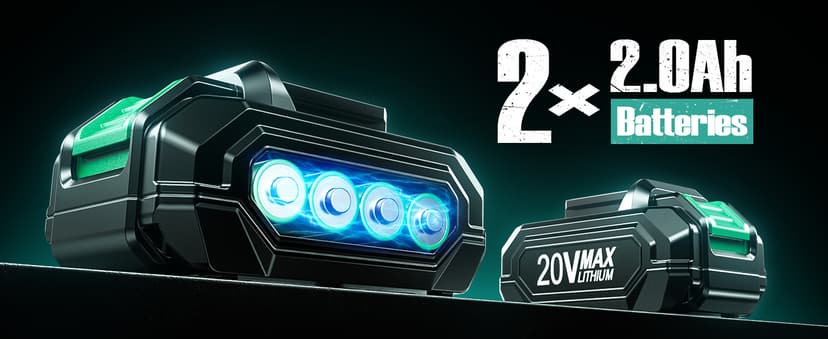 KIMO Hammer Drill - 20V 2X Battery Hammer Drill Cordless Drill Set, 350 In-lb Torque, 3/8" Keyless Chuck, 1350 RPM, 21+3 Position,14pcs Drill/Driver Bits, Power Drill Drivers for Concrete Brick Wall