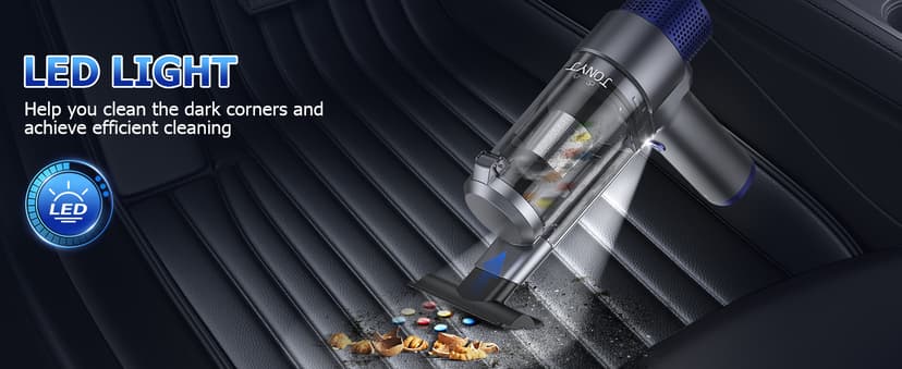 JONYJ Handheld Car Vacuum Cleaner Cordless, 16000PA Hand Held Vacuum Portable, 2 in 1 Air Duster and Mini Vacuum Cleaner Rechargeable with Led, Multi-Nozzles & Washable Filters for Home Office Car Pet