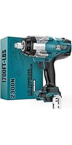 Cordless Impact Wrench 1/2 inch Compatible with Dewalt Battery, 1000FT-LBS (1360N.m) Brushless Electric Impact Gun Includes LED Work Light, 2100RPM High Torque Impact Driver, Bare Tool Only