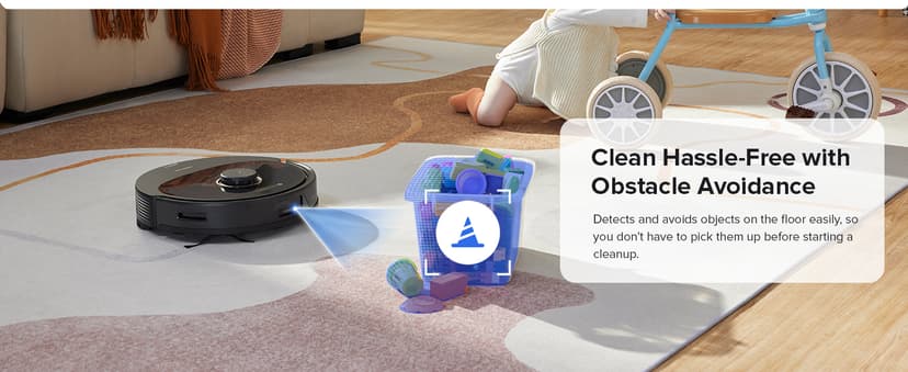 roborock Q8 Max Robot Vacuum and Mop Cleaner, DuoRoller Brush, 5500Pa Strong Suction, Lidar Navigation, Obstacle Avoidance, Multi-Level Mapping, Perfect for Pet Hair