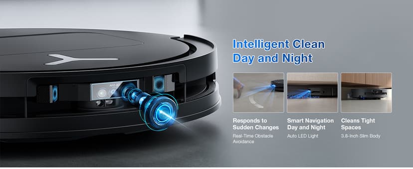 ECOVACS DEEBOT T80 Omni Robot Vacuum and Mop, 18,000Pa Suction, OZMO™ Roller Real-Time Mop Washing, Self-Emptying, Hot Air Drying, AI Navigation, Anti-Tangle Brush, for Pets, Carpets & Hard Floors