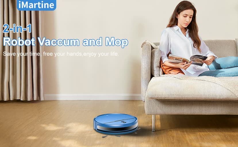 Robot Vacuum and Mop Combo, 2 in 1 Robot Vacuum Cleaner with WiFi/App, Smart Robotic Vacuums with Strong Suction, Schedule, Self-Charging, Slim, Quiet, Ideal for Hard Floor, Pet Hair, Low Pile Carpet