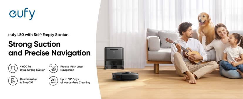 eufy Clean L50 SES with 60 Day Self-Empty Station, Multi-Floor Cleaning, Customizable Mapping,Up to 60 Days Hands-Free Cleaning