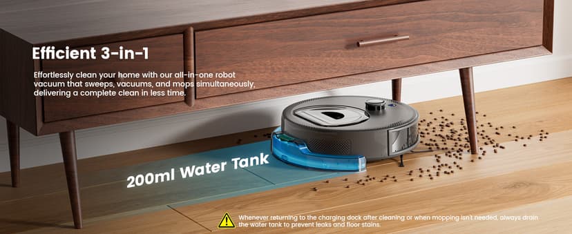 Lefant LiDAR Robot Vacuum and Mop, Upgraded 190° PSD Obstacle Avoidance, 5000Pa Strong Suction, Multi-Floor Mapping, 150 Mins Runtime, WiFi/Alexa/APP/Watch, Pet Hair & Carpets, M330 Pro Grey