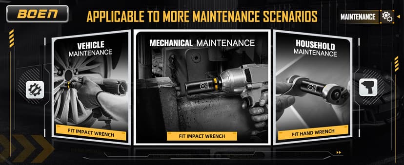 BOEN Pro 1/2" Drive Metric Deep Impact Socket Set, 21-Piece CR-MO &CR-V Steel, Upgraded Torque & Durability, 10mm-24mm, Includes Extension Bars, Universal Joint, Adapter – Meets ANSI