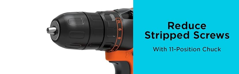 BLACK+DECKER 20V MAX Cordless Drill/Driver Kit with Battery, Charger, and Double Ended Bit (BDCDD120C)