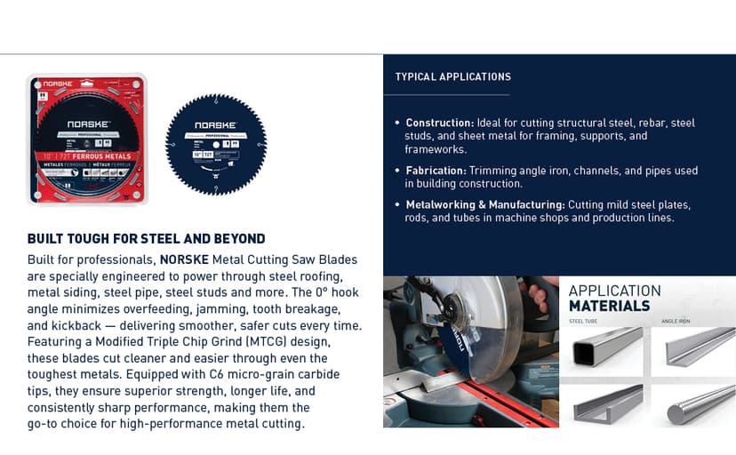 Norske Tools NCSBP216 10 inch 72T Metal Cutting Saw Blade For Steel Roofing, Metal Siding, Steel Pipe, Steel Studs & More 5/8 inch Bore