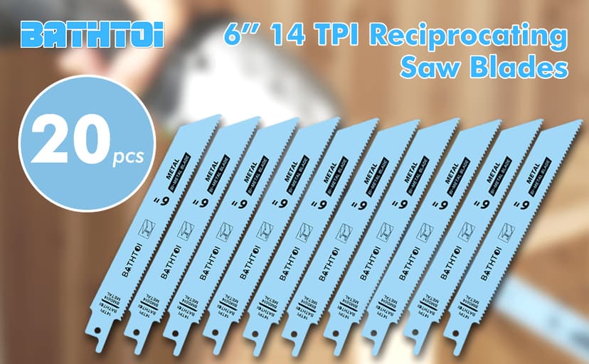 20 Pack 6 Inch 14 Tpi Reciprocating Saw Blades for Sheet Metal, Pipes, PVC Plastic, Profiles Cutting, Bi-Metal Sawzall Blades with 8% Cobalt for Longer Life and Faster Cutting Speed