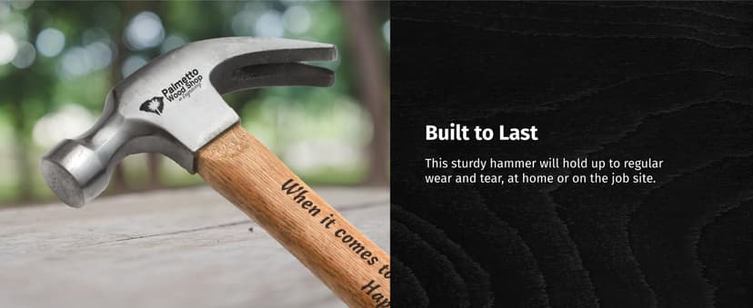 Palmetto Wood Shop Hammer - Laser Engraved Father's Day Gifts, Wood Hammer for Construction, Demolition, DIY Projects, Housework, Carpentry, Metalworking, Framing - Full-Size, 12.5-inch Claw Hammer