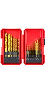 Titanium Twist Drill Bit Set 21 Piece Fit for Cutting Hard Metals,Such as Stainless Steel, Aluminum Alloy and Titanium Alloy 21 Pieces